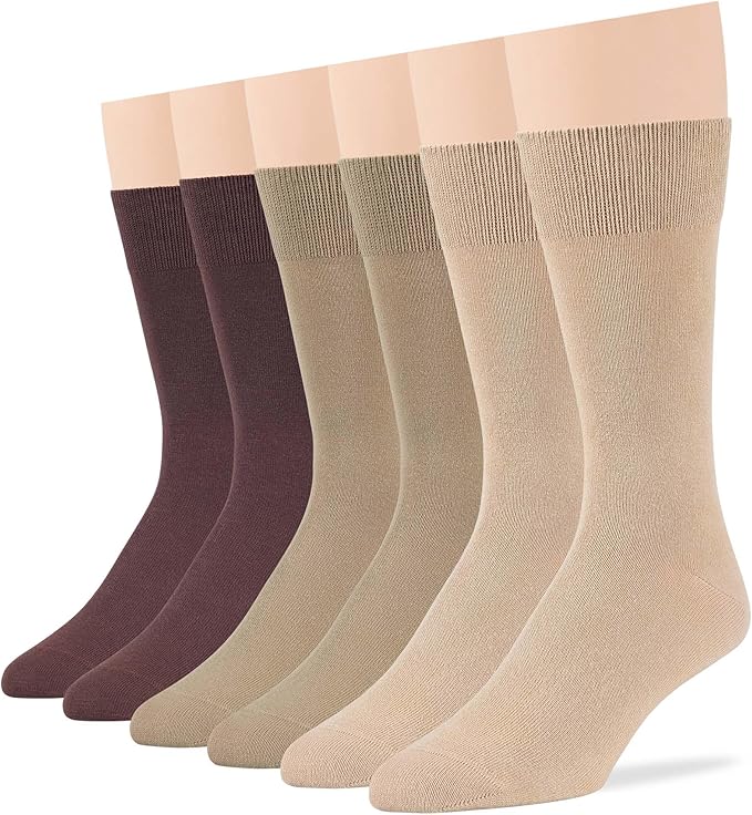 7BigStars Mens Dress Socks – 6 Pairs Crew, Soft Stay Up, Cotton Comfort for Business, Office, Big and Tall, Breathable