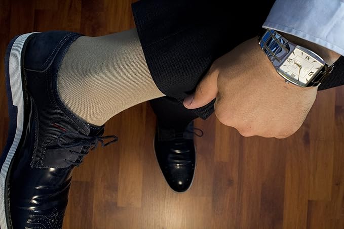 Hugh Ugoli Men's Bamboo Dress Socks for Business & Trouser, Thin & Seamless Crew Socks, 4 Pairs with Gift Box, Shoe Size 8-12