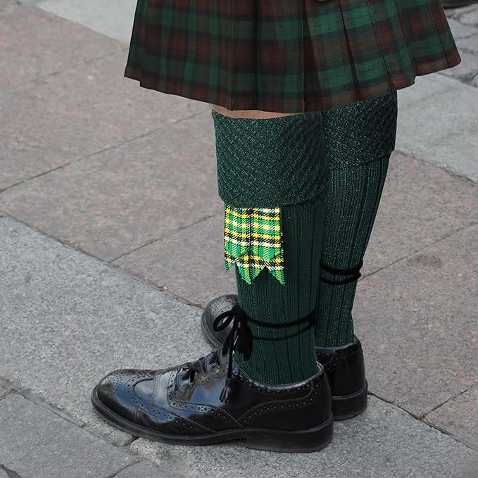 DSS KILTS-Kilt Hose, Tradional Scottish Kilt Scocks Wool Blend, Bubbled Design Kilt Socks for USA Shoe Sizes