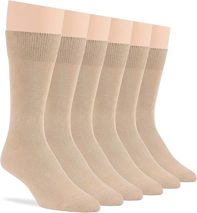 7BigStars Mens Dress Socks – 6 Pairs Crew, Soft Stay Up, Cotton Comfort for Business, Office, Big and Tall, Breathable