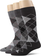 Men’s Argyle Dress Socks, Combed Cotton, Pack of 3