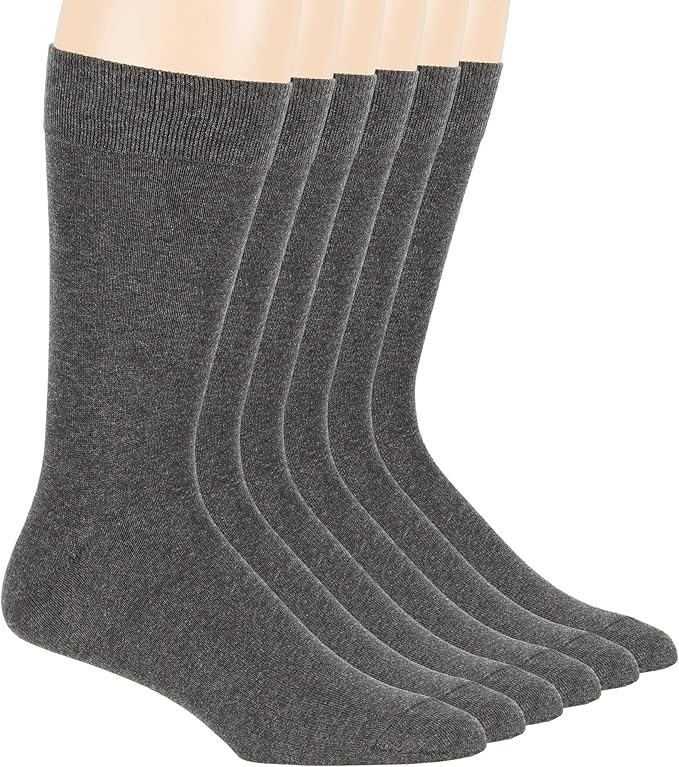 7BigStars Mens Dress Socks – 6 Pairs Crew, Soft Stay Up, Cotton Comfort for Business, Office, Big and Tall, Breathable