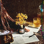 COCORRÍNA Reed Diffuser - Midnight New York 6.7 Fl.oz Reed Diffuser Set with 8 Sticks & Preserved Baby's Breath, Reed Diffuser for Home Bathroom Shelf Decor