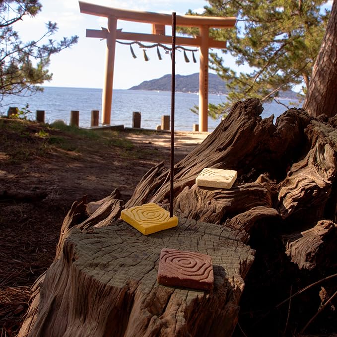 Asayu Japan Tokinami Mini Incense Holder Set – Eco-Friendly Ceramic, Set of 3 (Charcoal, Mustard, Sandstone)