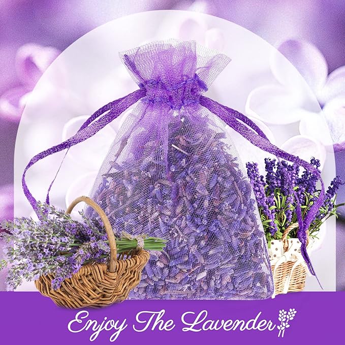Reginary 200 Pack Lavender Sachets Bags Bulk for Drawers and Closets Home Fragrance Sachet Dried Lavender Flower for Wedding Bridal Shower Favors