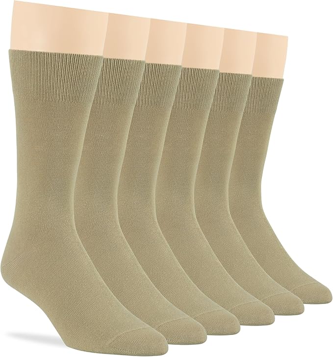 7BigStars Mens Dress Socks – 6 Pairs Crew, Soft Stay Up, Cotton Comfort for Business, Office, Big and Tall, Breathable