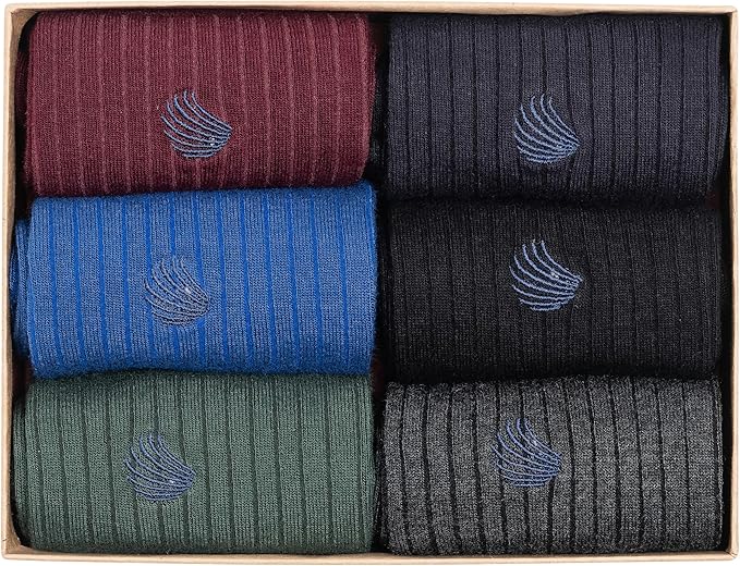 Men’s Dress and Trouser Socks – Premium Rayon Made From Bamboo, Crew Socks (6 pair + Gift box)