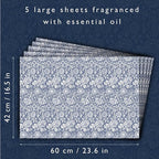 Lavender Scented Drawer Liners in a Blue William Morris Design | Pack of 5 Folded Sheets | Contains Lavender Essential Oils | Made in The UK.