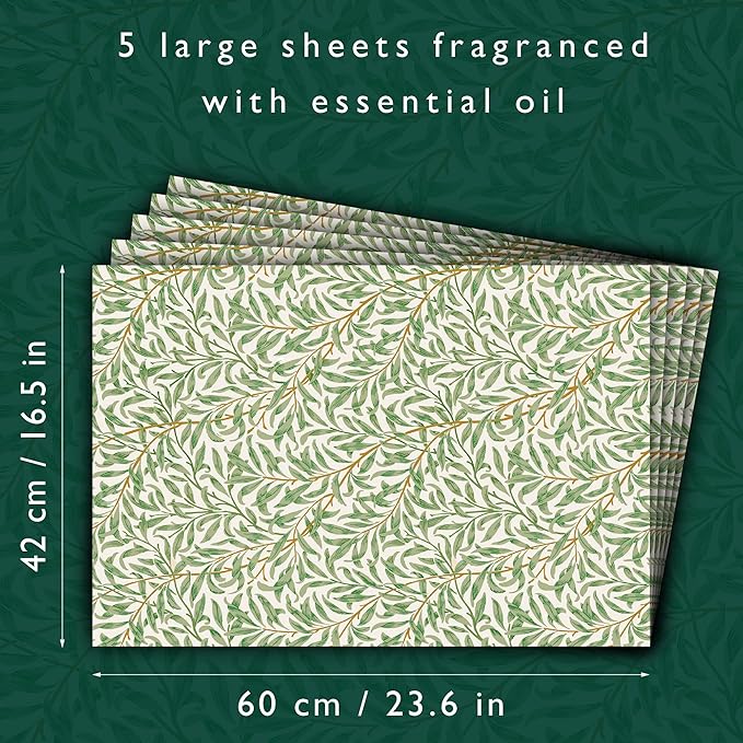 Fragrant Scented Drawer Liners in a William Morris Inspired Design | Pack of 5 Sheets | Contains Essential Oils | Made in The UK (Lavender)