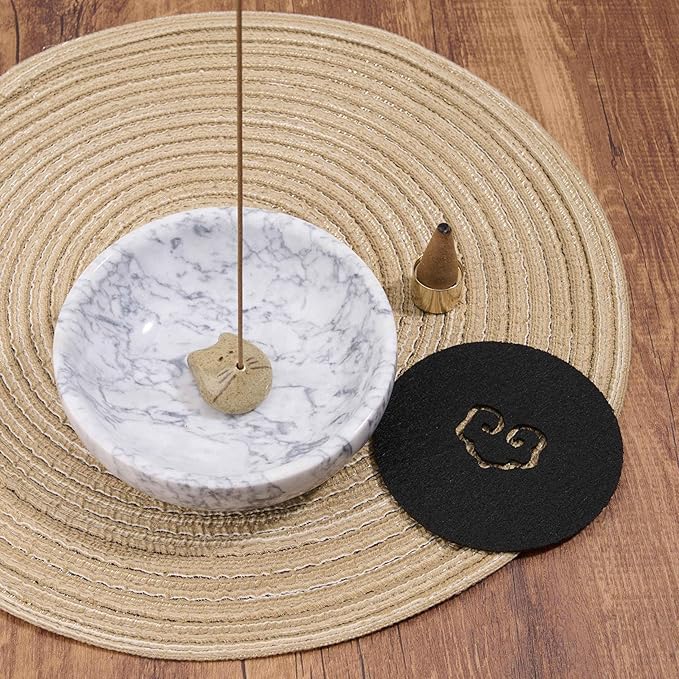 Natural Marble Incense Holder for Sticks – Handmade Incense Burner with 9 Holes, Ideal for Smudging, Meditation, and Aromatherapy – Large Size to Catch Ash, Perfect for Home Décor