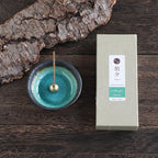 Asayu Japan Traditional Smoke Gift Set with Incense Holder and Brass Stand, Patchouli Incense Sticks with Mini Aquamarine