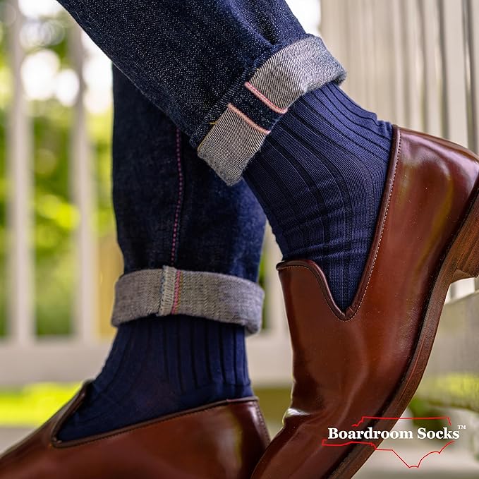 Cotton Dress Socks for Men – Comfortable Men’s Executive Socks – Classic Mid-Calf Dress Socks by Boardroom Socks