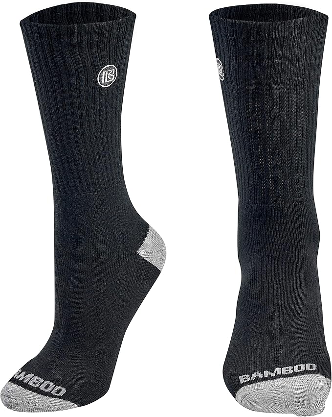 Bamboo Sports Premium Bamboo Crew Work Socks- Moisture Wicking, Odor Eliminating