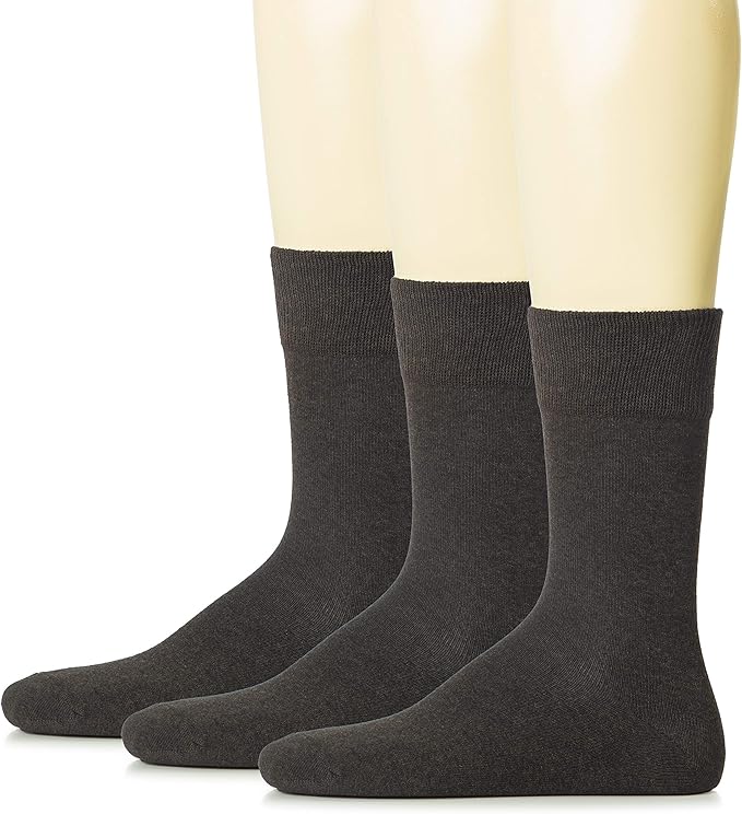 Hugh Ugoli Mens Cotton Dress Socks, Plain Colors, Regular Fit, Crew, Casual Socks, Shoe Size 6 to 15 (3 Pack)
