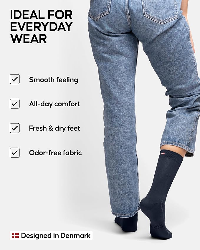 DANISH ENDURANCE Viscose Dress Socks, Premium, Soft, Breathable, Dress Socks for Men & Women, Unisex, 6-Pack
