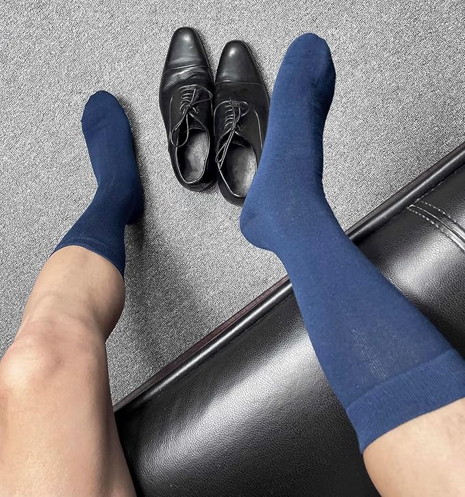 Men's Dress Socks 5 Pairs Mens Cotton Calf Business Formal Socks Soft Breathable Athletic Long Crew Casual Socks