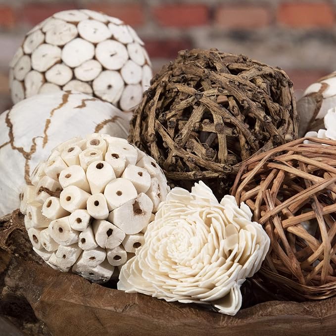 ANDALUCA Natural Tones Vase & Bowl Filler Decorative Balls (Natural Orbs)