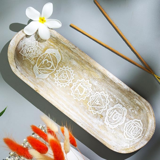 raajsee Incense Holder -Incense Burner Holder –Ash Catcher - Incense Stick Holder - Meditation & Yoga - Great Gift for Any Occasion Size 11x4 inch (Seven Chakra White)