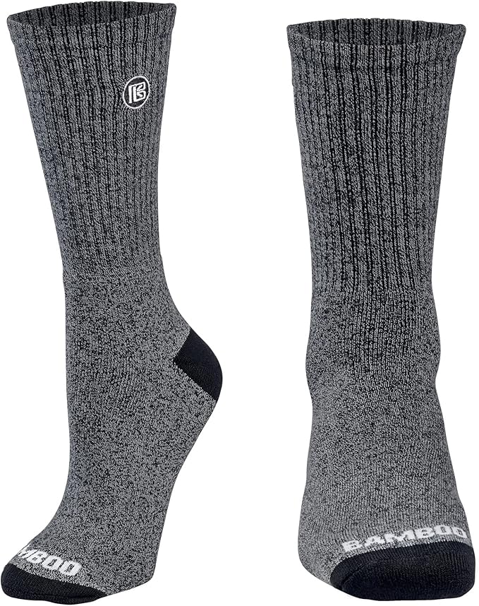 Bamboo Sports Premium Bamboo Crew Work Socks- Moisture Wicking, Odor Eliminating