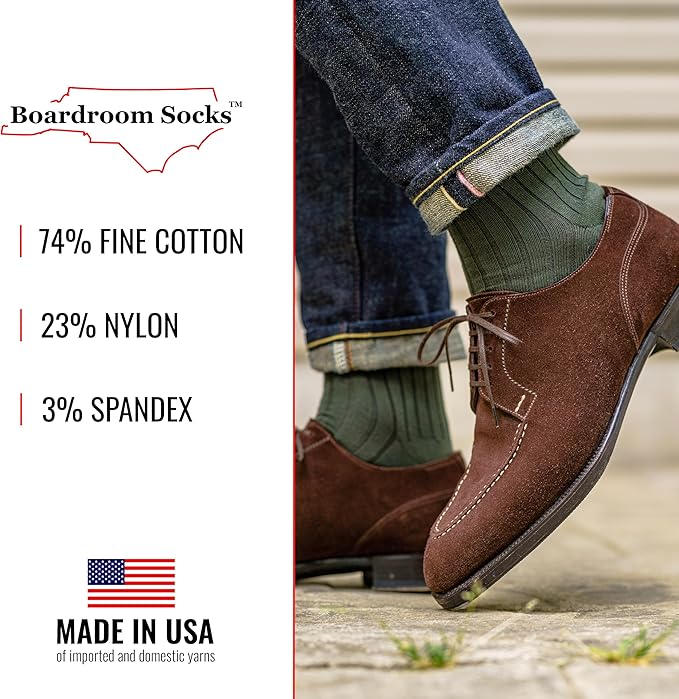 Cotton Dress Socks for Men – Comfortable Men’s Executive Socks – Classic Mid-Calf Dress Socks by Boardroom Socks