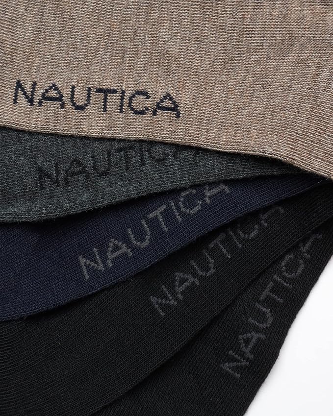 Nautica Mens Dress Socks - 5 Pack Breathable Comfort Stretch Crew-Length Work Socks for Men for Business Formal Wear (6-12.5)