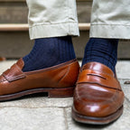 Merino Wool Mid-Calf Dress Socks for Men, Ribbed Dress Socks