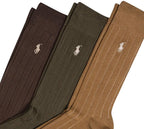 Polo Ralph Lauren Men's Cotton Ribbed Dress Crew Socks -3 Pair Pack-Soft and Lightweight Cotton Comfort
