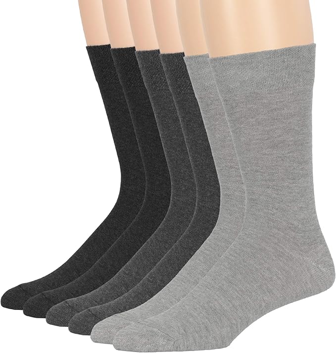 7BigStars Mens Dress Socks – 6 Pairs Crew, Soft Stay Up, Cotton Comfort for Business, Office, Big and Tall, Breathable