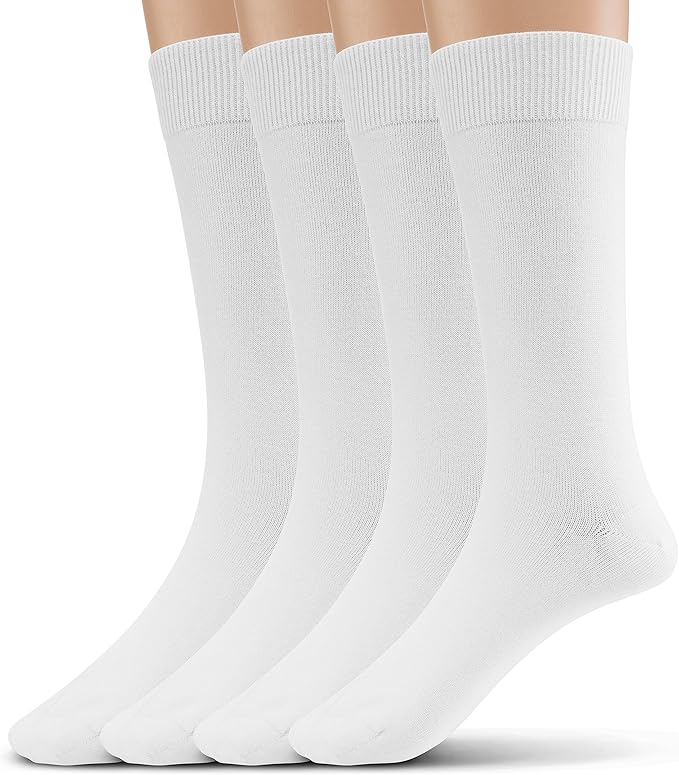 Modal Mens Crew Socks, Formal Mid-Length Dress Calf Socks 2 or 4 Pk