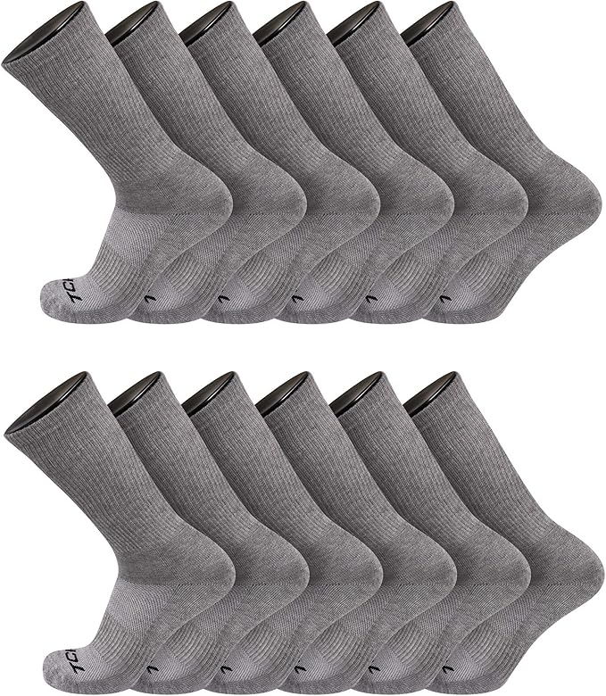 TCK Moisture Wicking Work Crew Socks for Men & Women- 9-11/10-13/13-15 Cushioned Boot Socks 6-pack 3-pack 12-pack