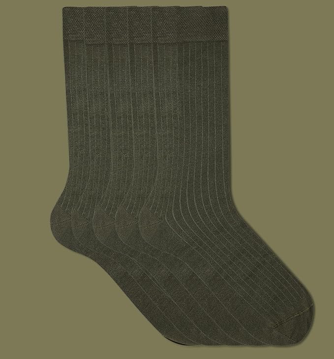 VRD Men’s Dress Socks, Bamboo 5-Pack Mens Socks, Mid Calf Length, Crew Socks Gift for Men Shoe Size 8-13