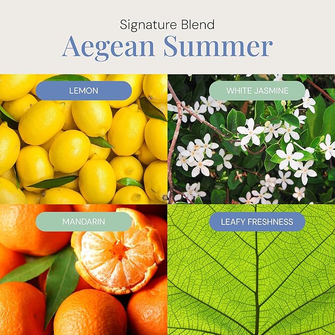 Aegean Summer Aroma Oil, Essential Oils Blend for Diffusers & Scent Machines, Green Tea & Lemongrass, Aromatherapy, Cold Air Diffuser Compatible, 300 mL