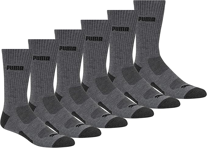 PUMA mens 6 Pack Crew Socks