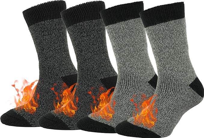 BomKinta Thermal Socks Men - Winter Warm Socks for Cold Weather Crew Socks - Cozy Soft Thick Christmas Boot Socks Size 7-11