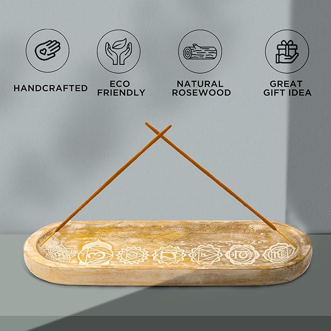 raajsee Incense Holder -Incense Burner Holder –Ash Catcher - Incense Stick Holder - Meditation & Yoga - Great Gift for Any Occasion Size 11x4 inch (Seven Chakra White)