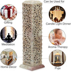 Carry Me Handmade Marble Soapstone Incense Stick Burner | Candle Stick Holder | Tea Light Burner - Perfect Floral Carving for Gifting. Decorative Home and Kitchen Decor (3 x 3 x 11 Inches)