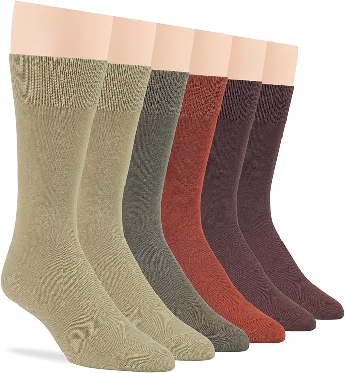 7BigStars Mens Dress Socks – 6 Pairs Crew, Soft Stay Up, Cotton Comfort for Business, Office, Big and Tall, Breathable