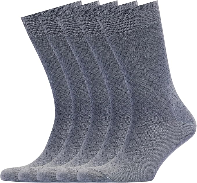 VRD Men’s Dress Socks, Bamboo 5-Pack Mens Socks, Mid Calf Length, Crew Socks Gift for Men Shoe Size 8-13