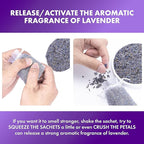 French Lavender Sachets for Drawers and Closets Fresh Scents, Set of 48, Home Fragrance Sachet for Closets and Drawers, White, LV-C-48-2