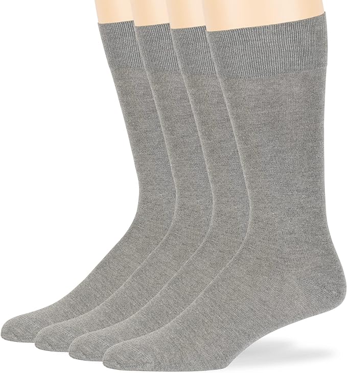 7BigStars Mens Dress Socks – 4 Pack Bamboo Crew Fit, Solid or Patterned, Thin Seamless Breathable Business