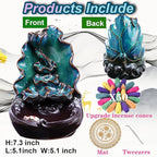 Mountain Waterfall Incense Burner，Backfall Incense Holder River, Incense Falls Meditation Decor for Room with Upgrade Incense Cones and Accessories (Lotus Leaf)