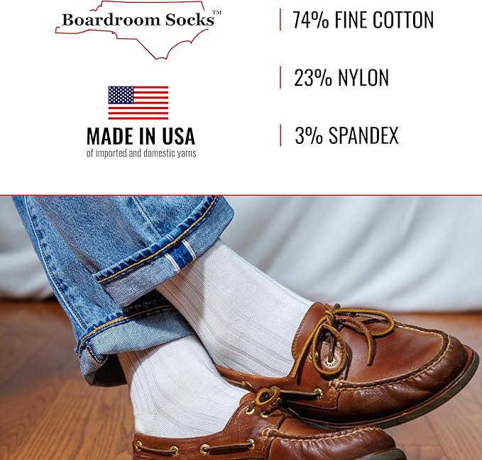 Cotton Dress Socks for Men – Comfortable Men’s Executive Socks – Classic Mid-Calf Dress Socks by Boardroom Socks