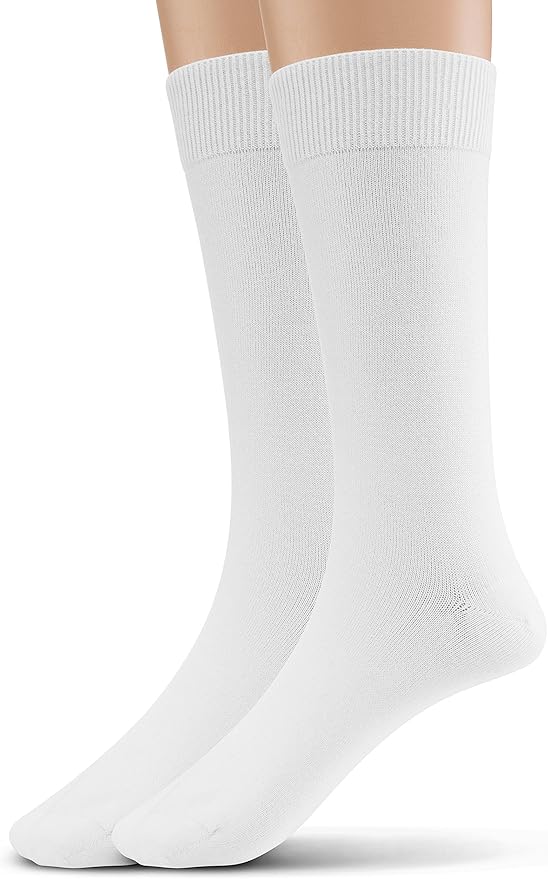 Modal Mens Crew Socks, Formal Mid-Length Dress Calf Socks 2 or 4 Pk