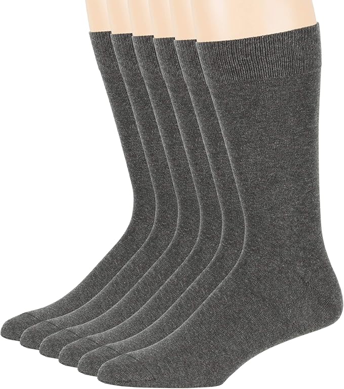 7BigStars Mens Dress Socks – 6 Pairs Crew, Soft Stay Up, Cotton Comfort for Business, Office, Big and Tall, Breathable
