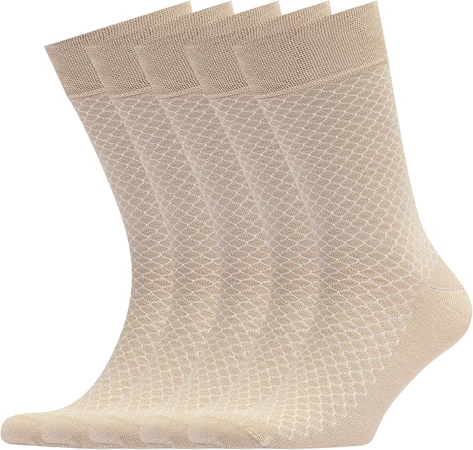 VRD Men’s Dress Socks, Bamboo 5-Pack Mens Socks, Mid Calf Length, Crew Socks Gift for Men Shoe Size 8-13