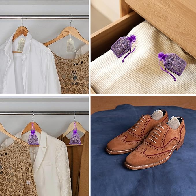 Pack of 36 Cedar Chips and Lavender Sachets (18 Lavender, 18 Cedar) - Home Fragrance Sachet for Drawers and Closets, LV-F-LC-2