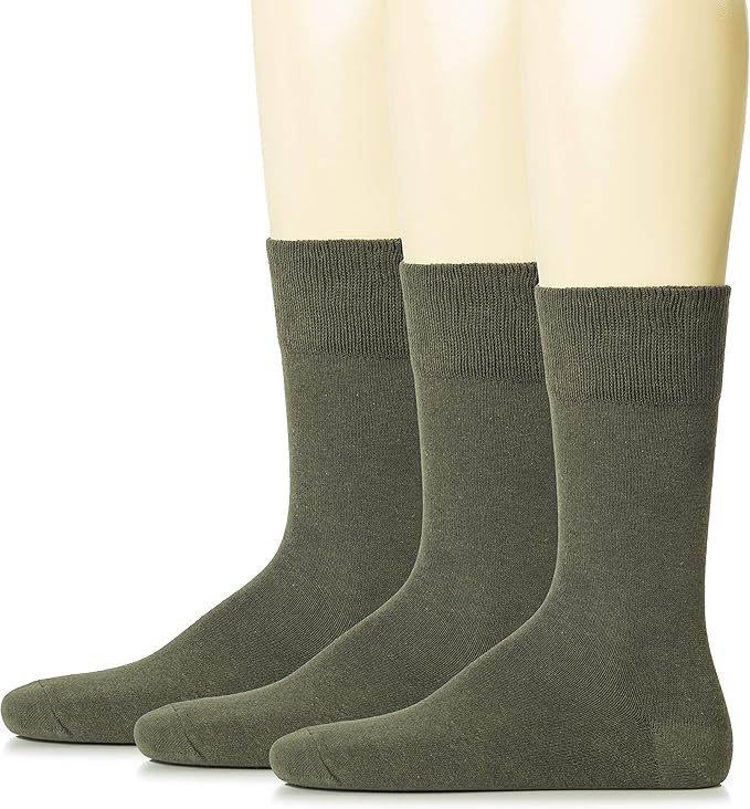Hugh Ugoli Mens Cotton Dress Socks, Plain Colors, Regular Fit, Crew, Casual Socks, Shoe Size 6 to 15 (3 Pack)