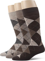 Men’s Argyle Dress Socks, Combed Cotton, Pack of 3