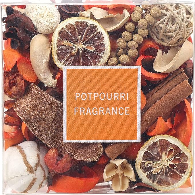 Qingbei Rina Fall Potpourri Bowl Filler, Cinnamon Scented Potpourri Dried Flowers,Thanksgiving Decorative Vase Filler,Home Fragrance, Farmhouse Harvest Decor,14 oz,(Citrus Orange)