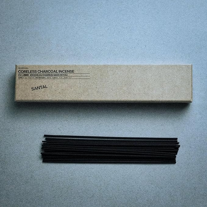 Santal Coreless Pure Incense Sticks, Artisan-Crafted Niche Scent, Exclusive Low-Smoke Bamboo Charcoal Formula, Clean-Burning, 1-Hour Burn Time, 20 Sticks